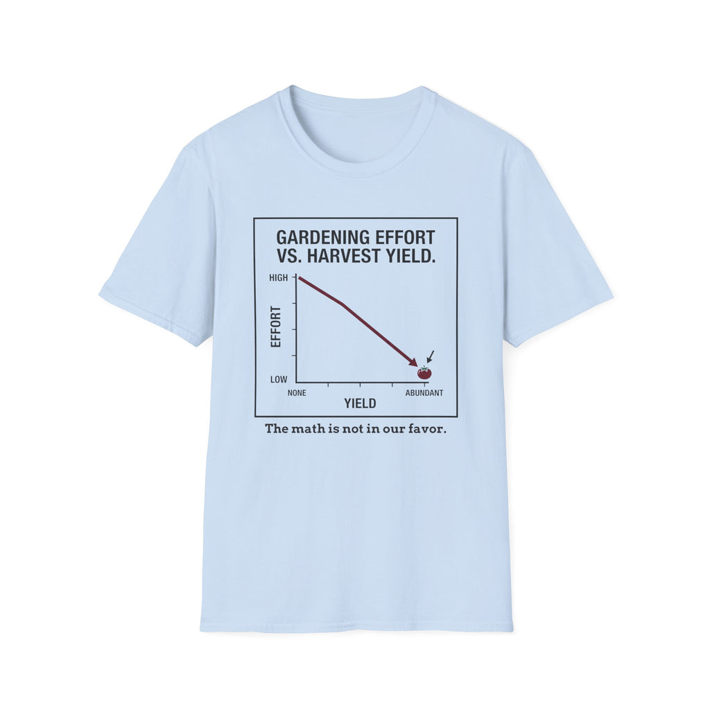 Gardening Effort vs. Harvest Yield – The Math Isn’t in Our Favor T-Shirt