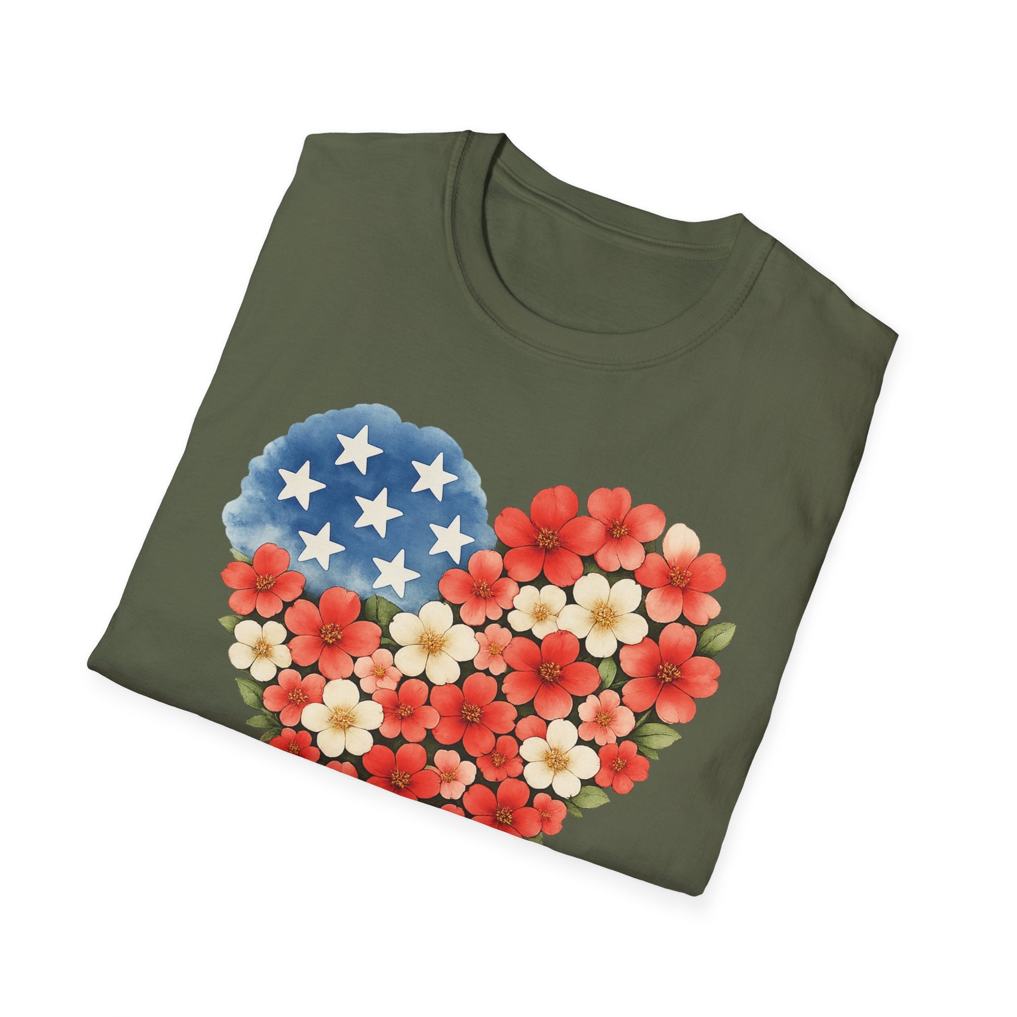 Floral American Heart T-Shirt