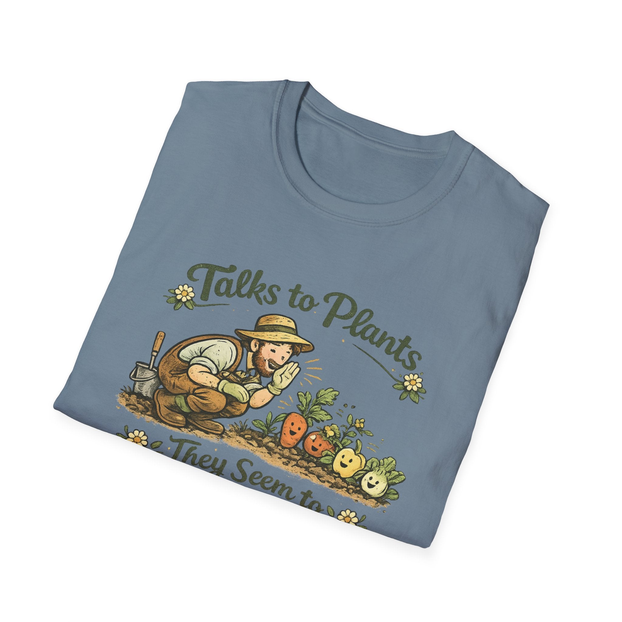 Talks to Plants – They Seem to Like It (Male Gardener) T-Shirt