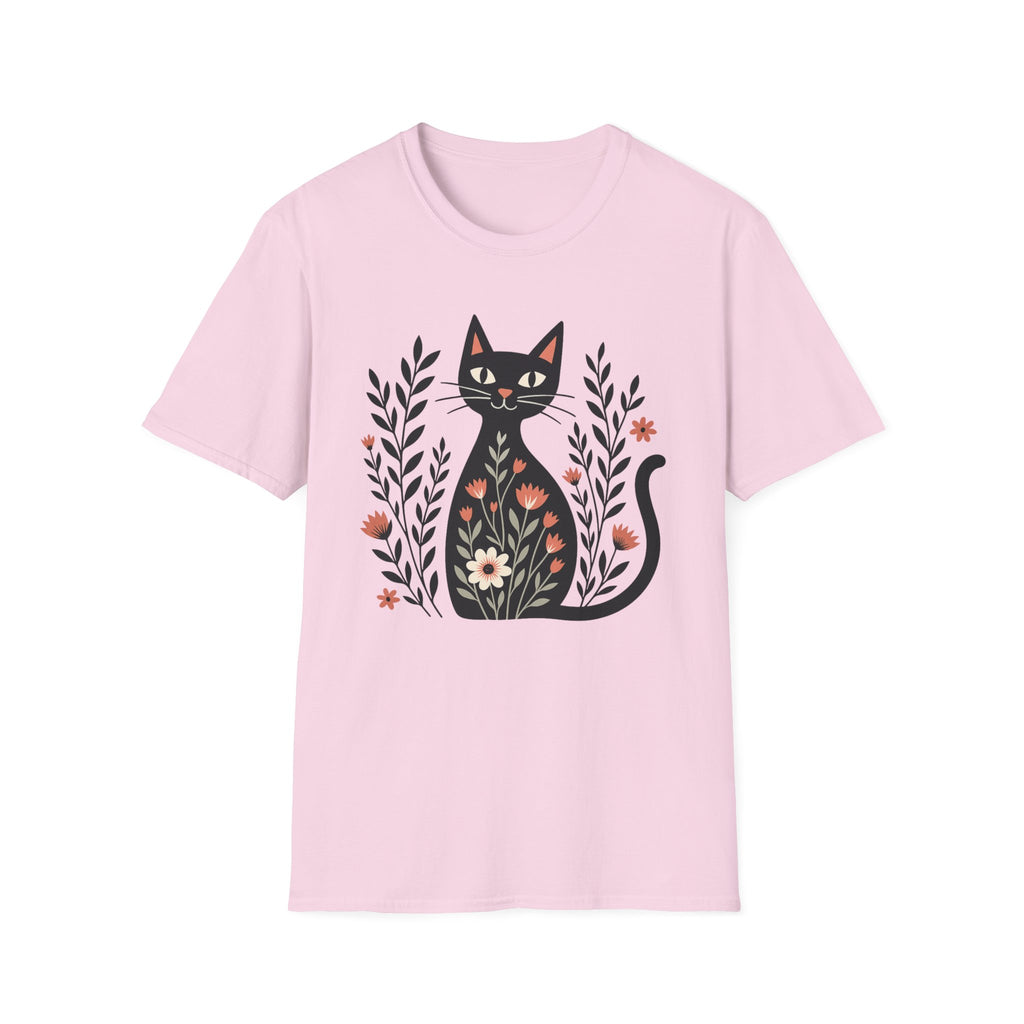 Floral Black Cat T-Shirt