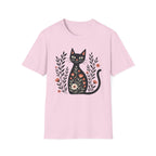 Floral Black Cat T-Shirt