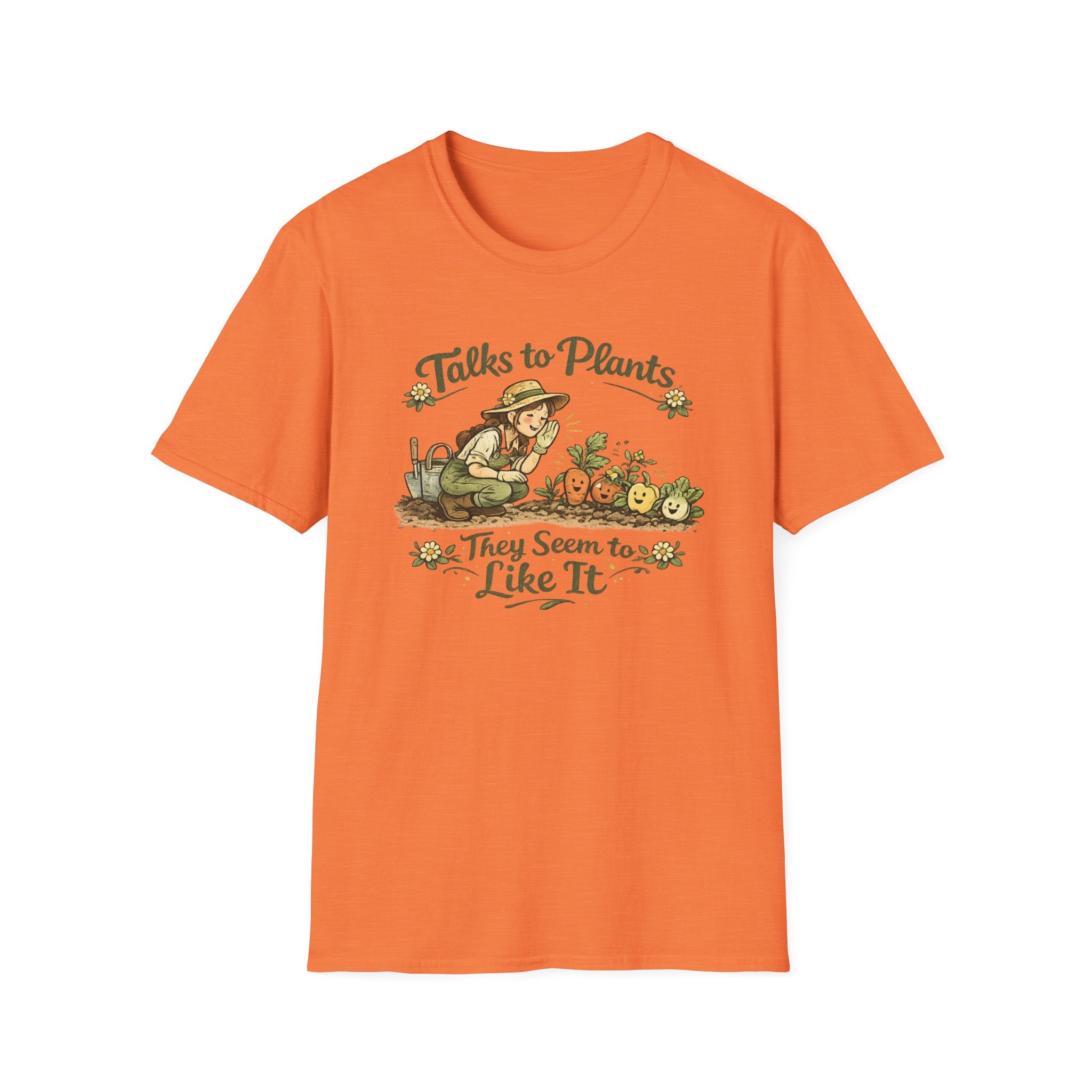 Talks to Plants – They Seem to Like It (Female Gardener) T-Shirt