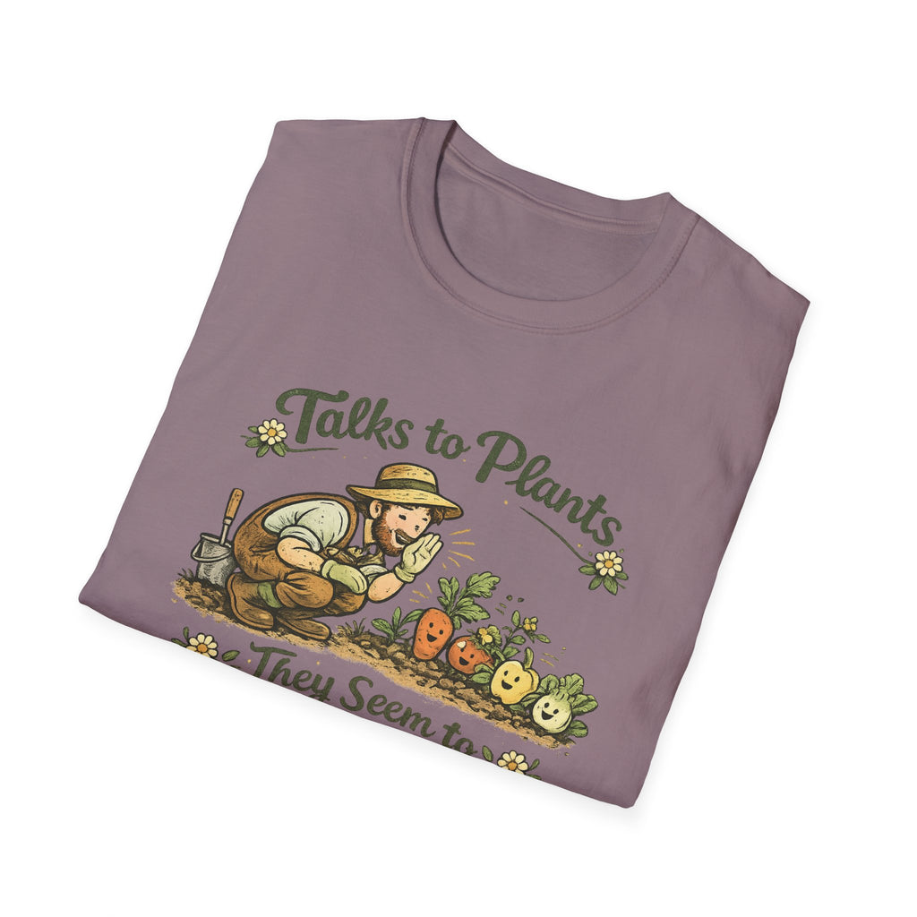 Talks to Plants – They Seem to Like It (Male Gardener) T-Shirt
