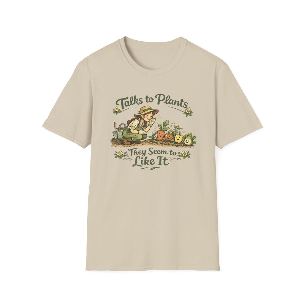 Talks to Plants – They Seem to Like It (Female Gardener) T-Shirt