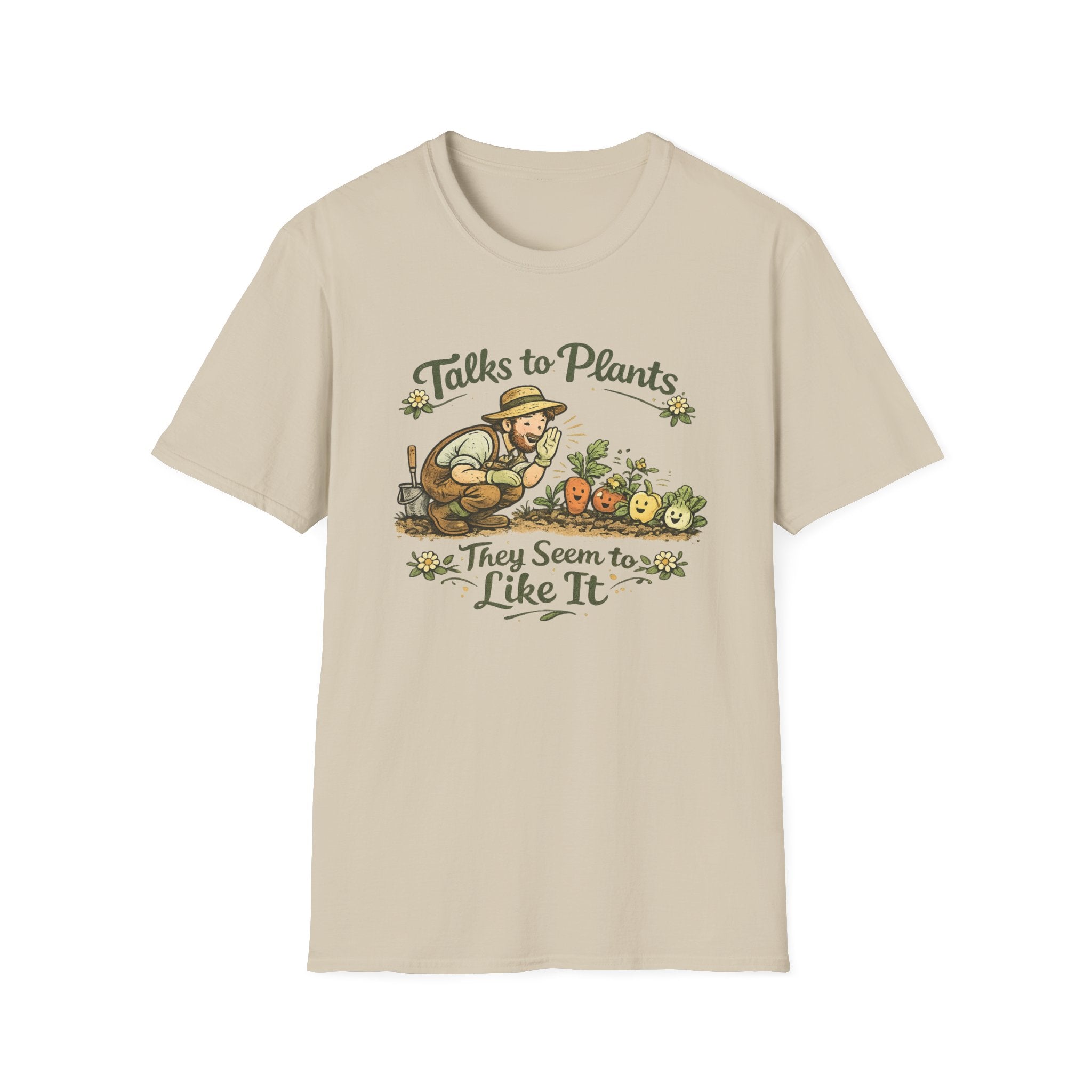 Talks to Plants – They Seem to Like It (Male Gardener) T-Shirt