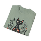 Floral Black Cat T-Shirt