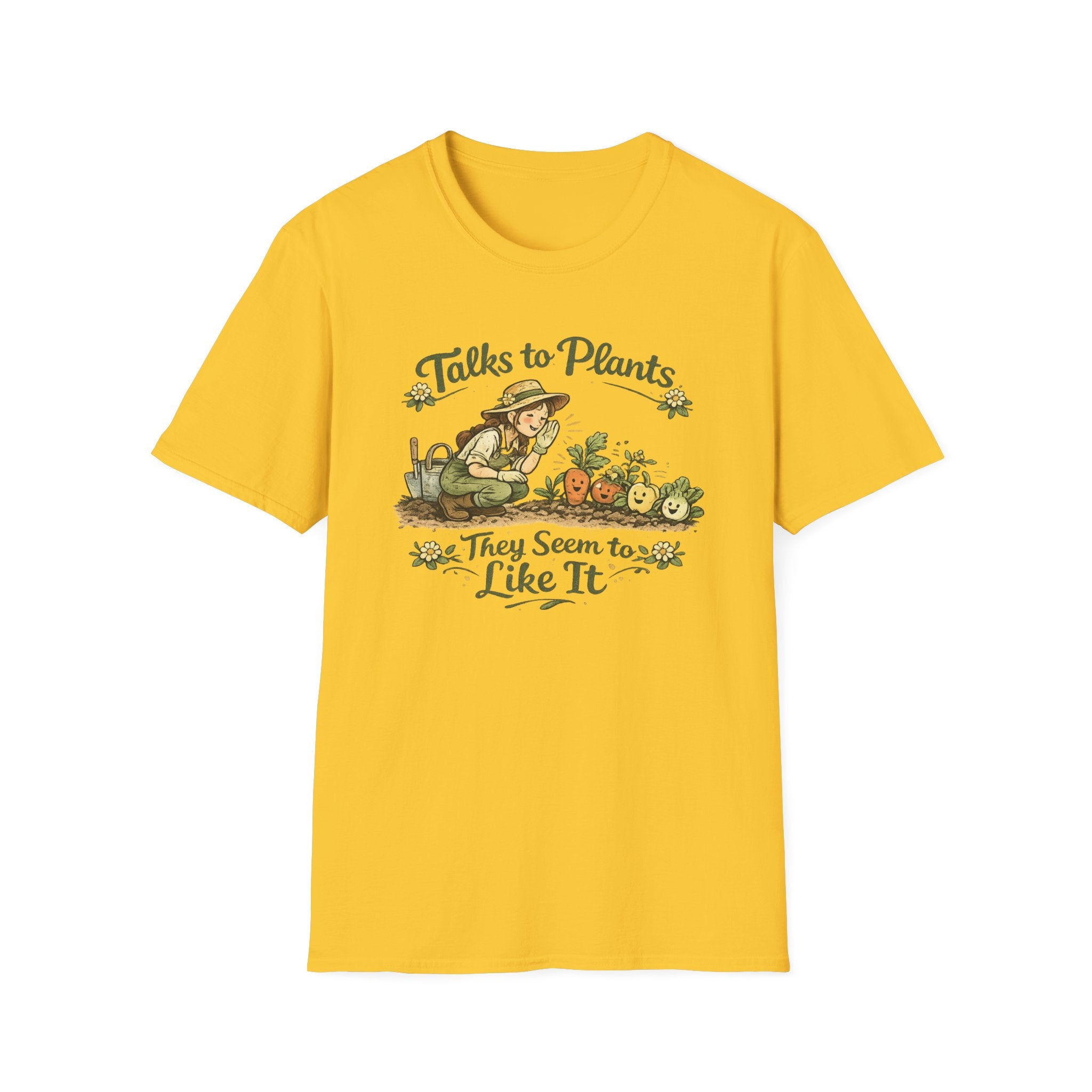Talks to Plants – They Seem to Like It (Female Gardener) T-Shirt