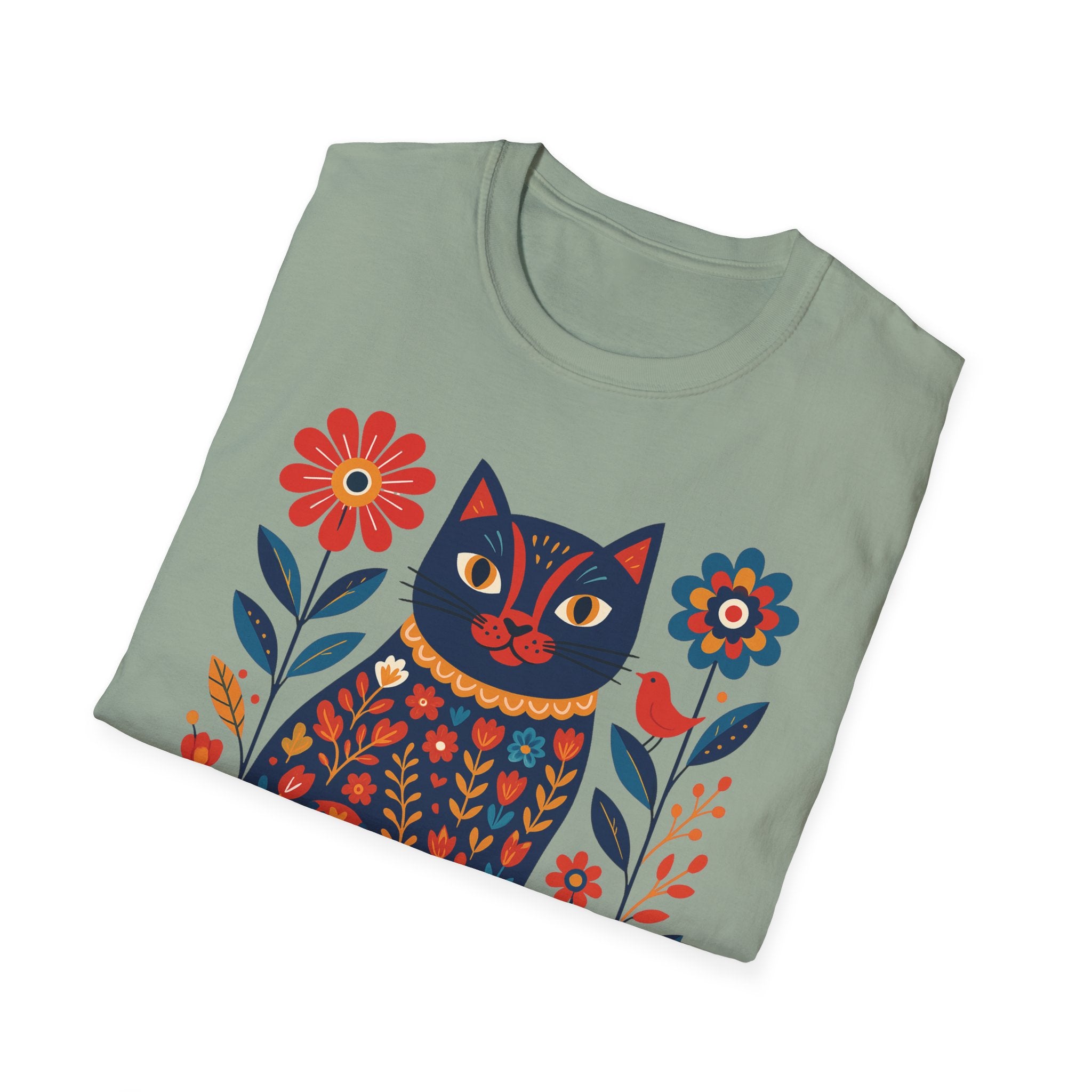 Retro Floral Cat T-Shirt