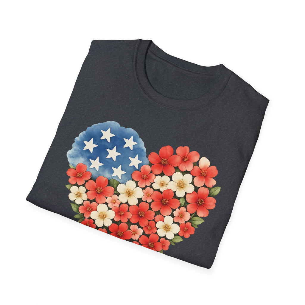 Floral American Heart T-Shirt