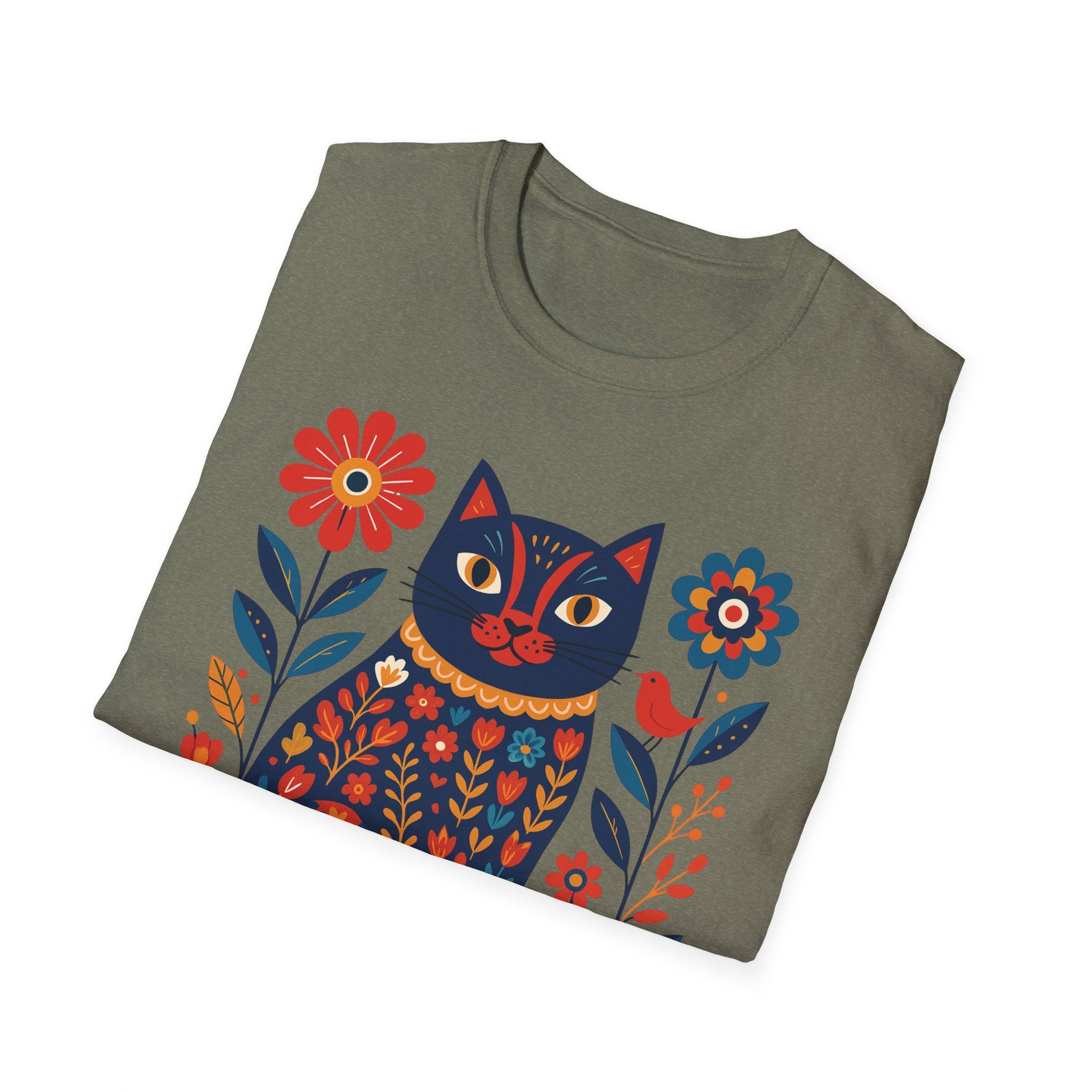 Retro Floral Cat T-Shirt