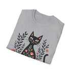 Floral Black Cat T-Shirt