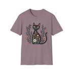 Floral Black Cat T-Shirt