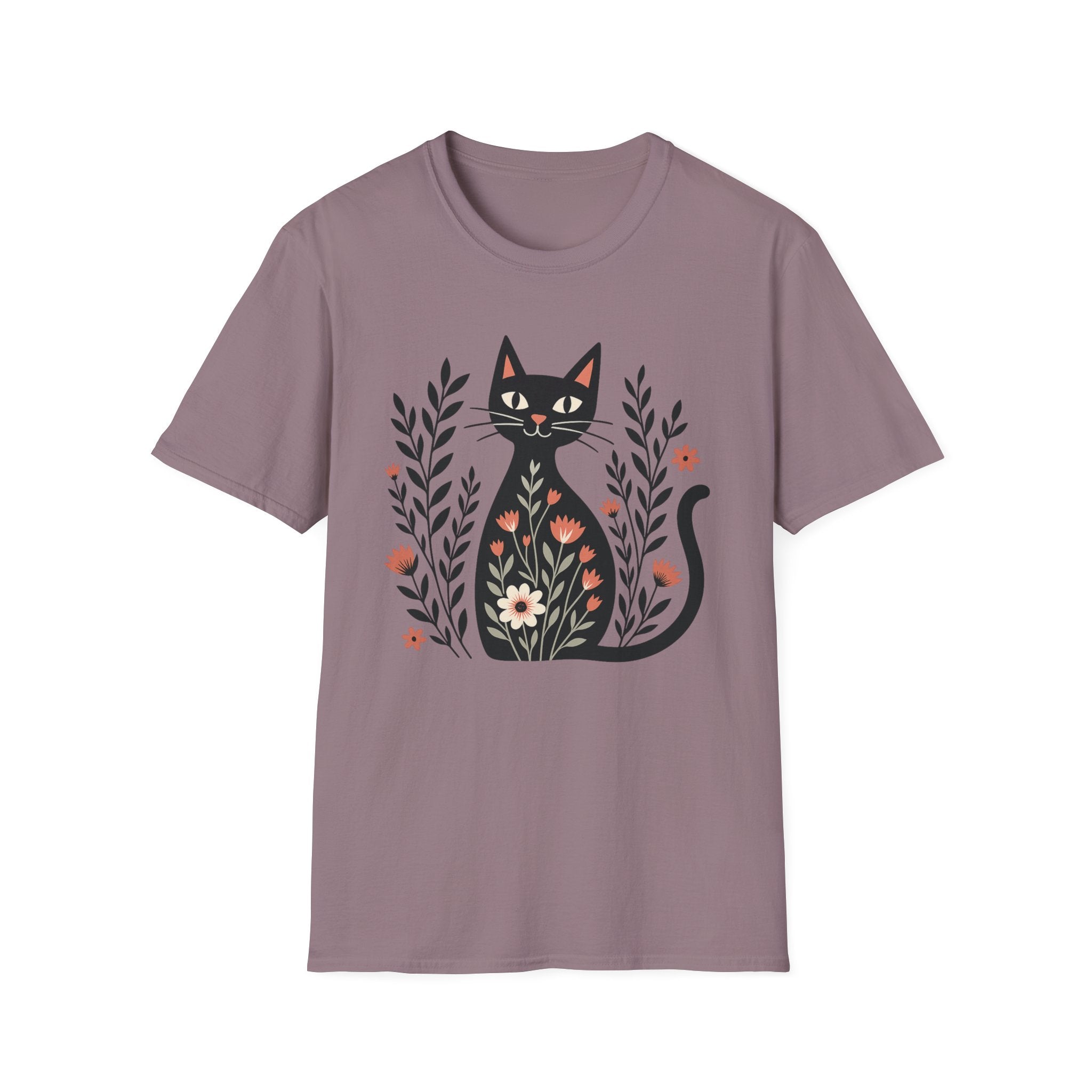 Floral Black Cat T-Shirt