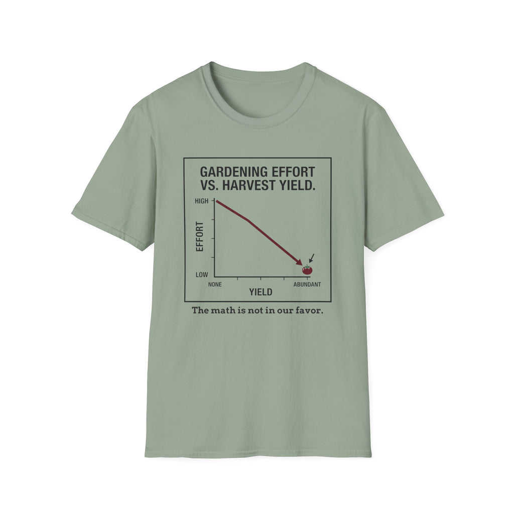Gardening Effort vs. Harvest Yield – The Math Isn’t in Our Favor T-Shirt