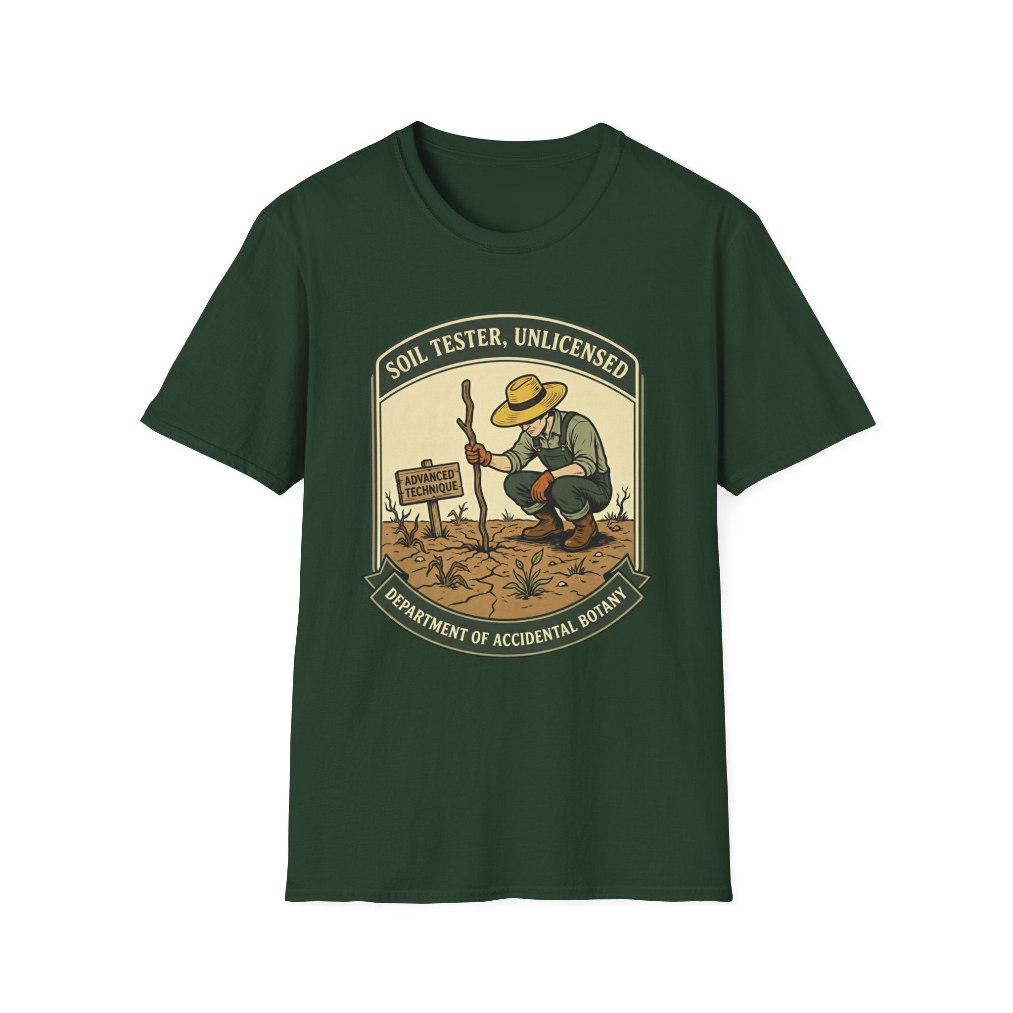 Soil Tester, Unlicensed - Department of Accidental Botany T-Shirt