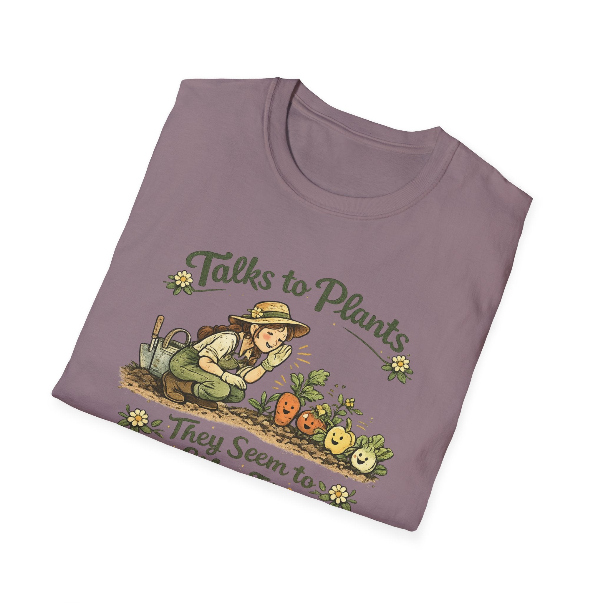 Talks to Plants – They Seem to Like It (Female Gardener) T-Shirt