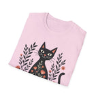 Floral Black Cat T-Shirt