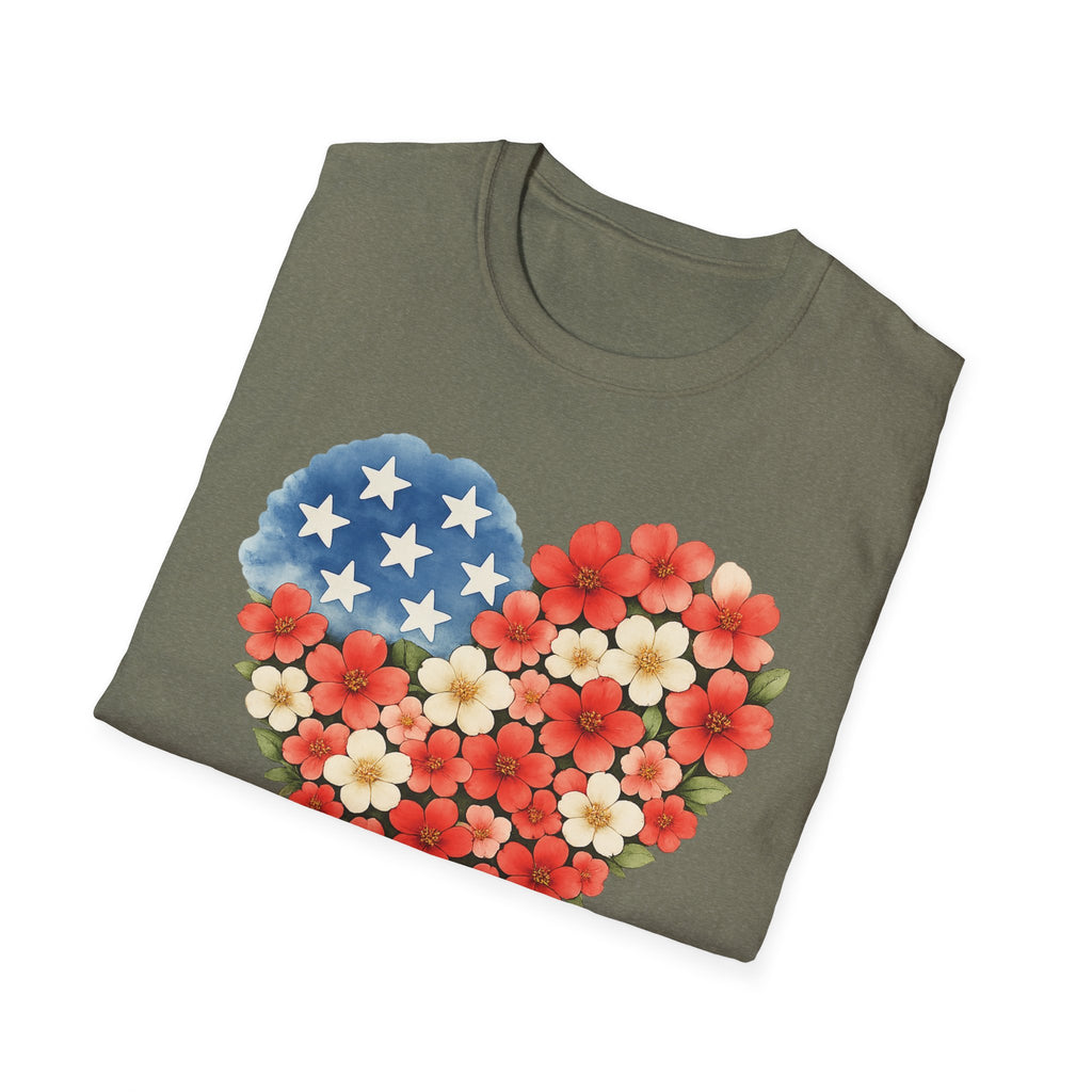 Floral American Heart T-Shirt