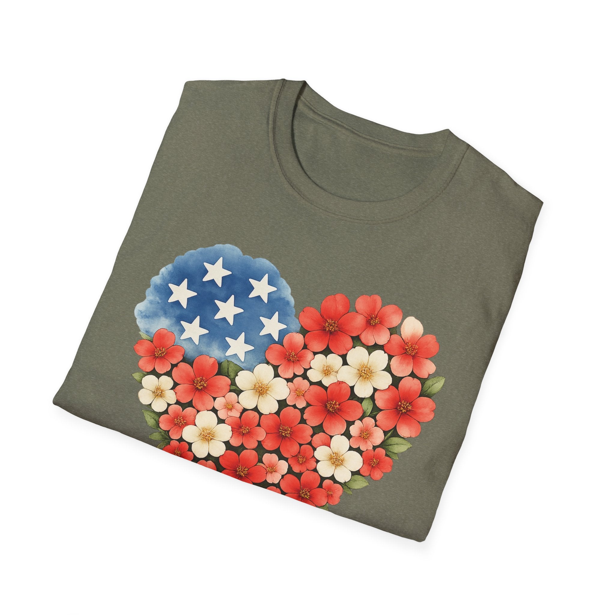 Floral American Heart T-Shirt