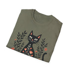 Floral Black Cat T-Shirt