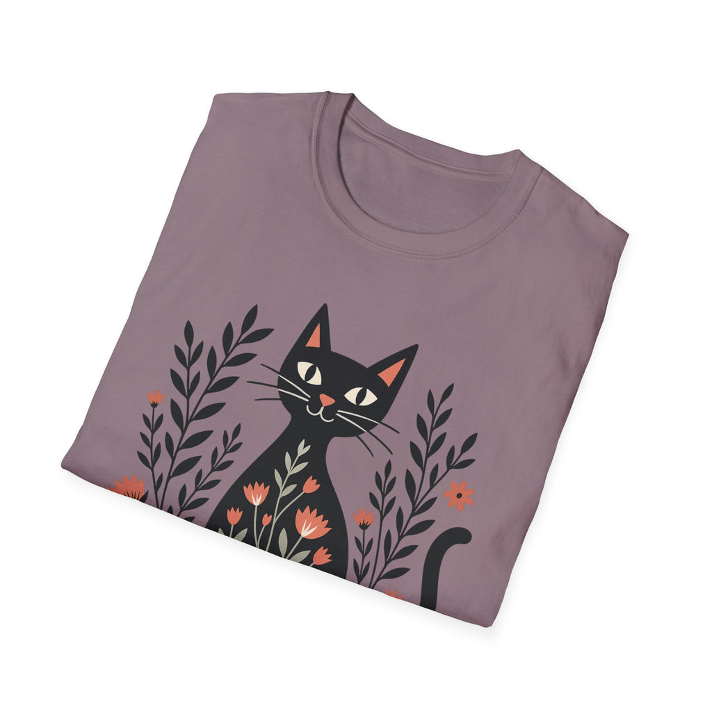 Floral Black Cat T-Shirt