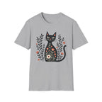 Floral Black Cat T-Shirt