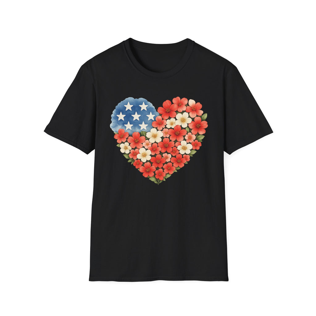 Floral American Heart T-Shirt