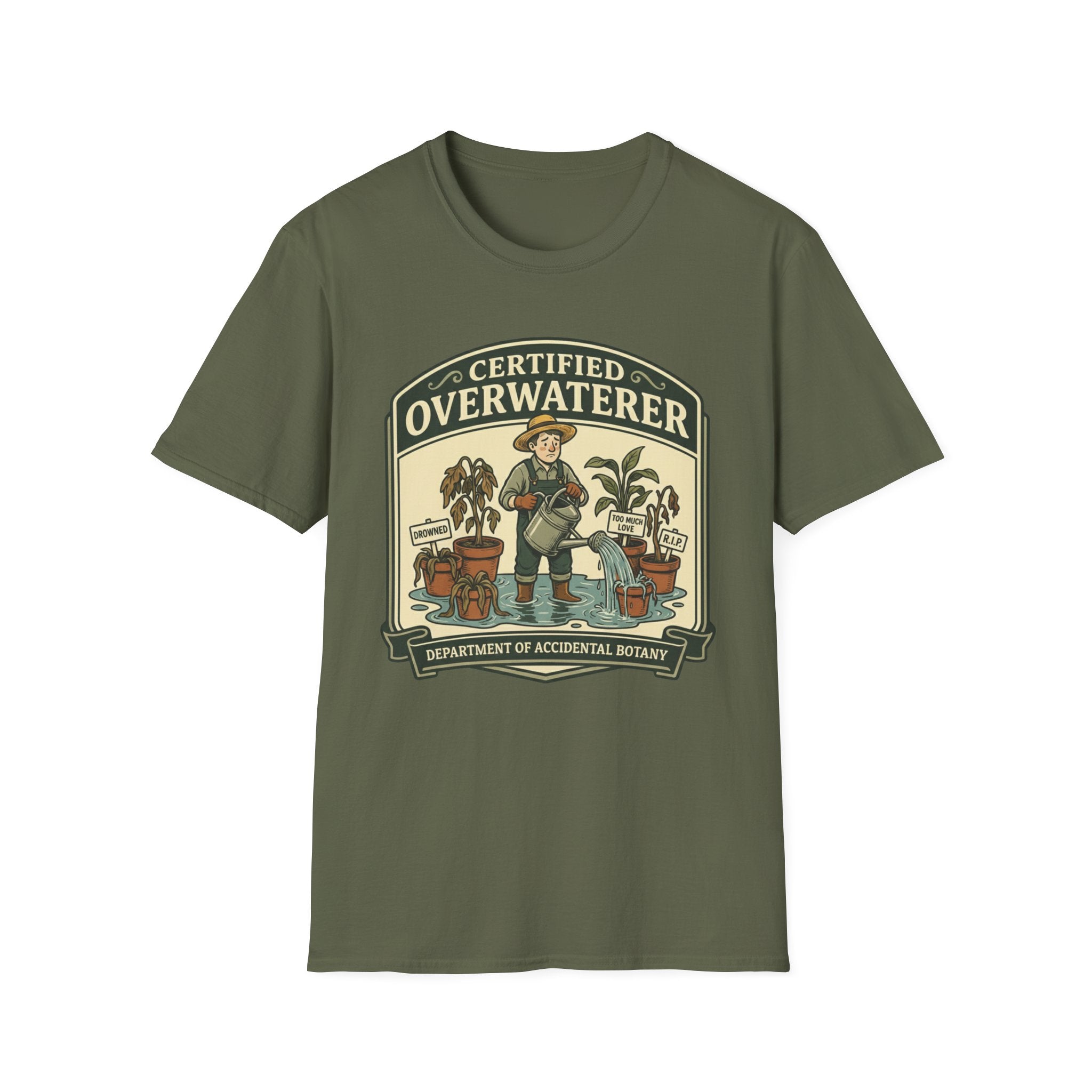 Certified Overwaterer – Department of Accidental Botany T-Shirt