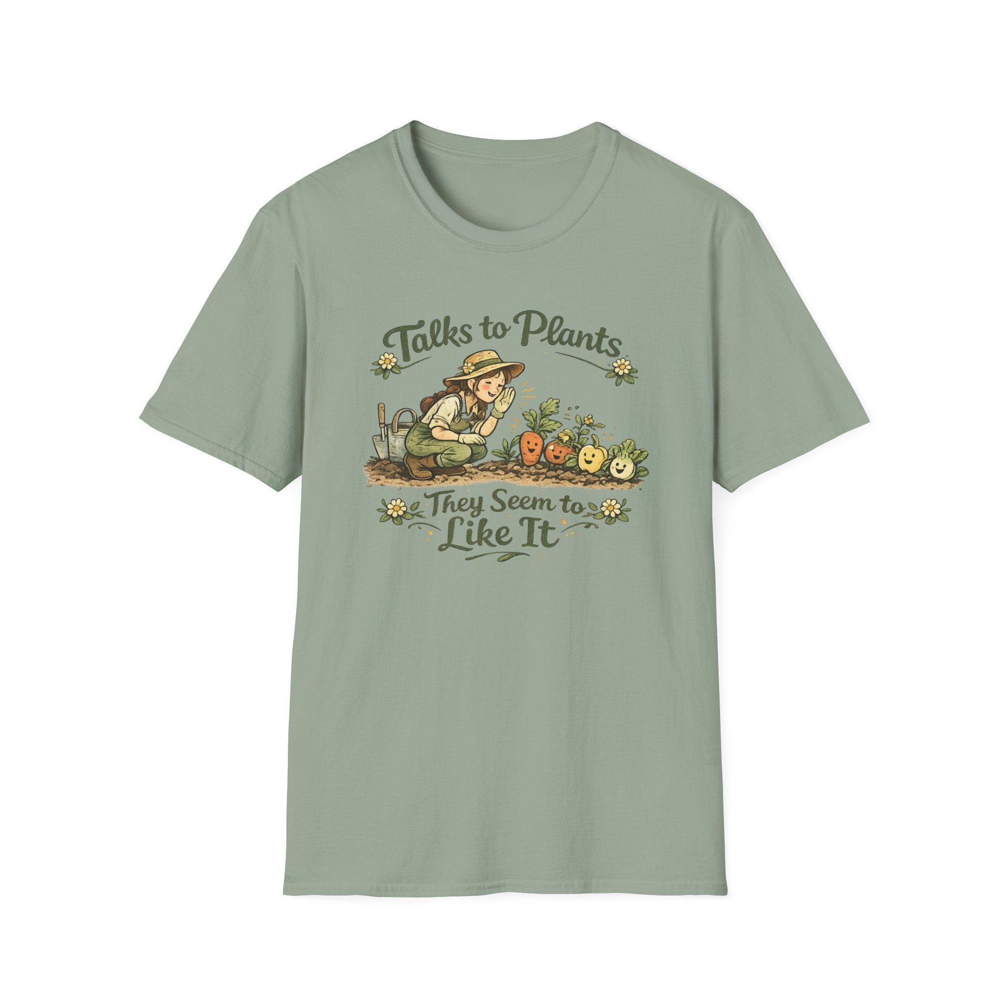 Talks to Plants – They Seem to Like It (Female Gardener) T-Shirt