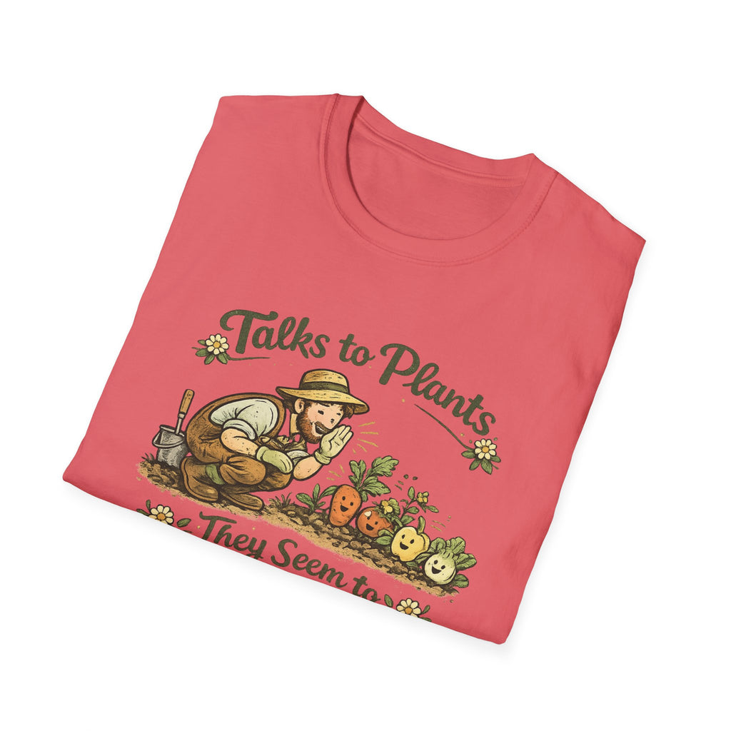 Talks to Plants – They Seem to Like It (Male Gardener) T-Shirt