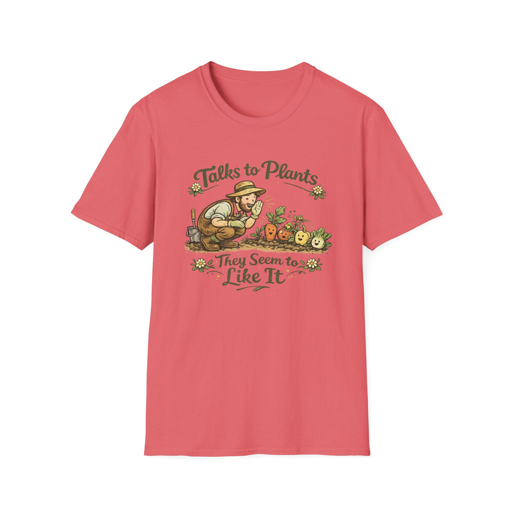 Talks to Plants – They Seem to Like It (Male Gardener) T-Shirt
