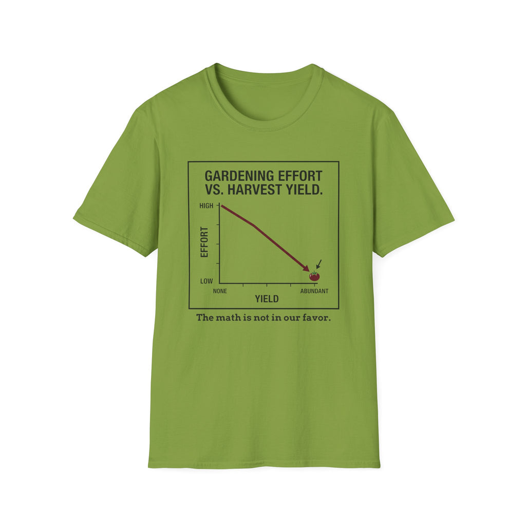 Gardening Effort vs. Harvest Yield – The Math Isn’t in Our Favor T-Shirt