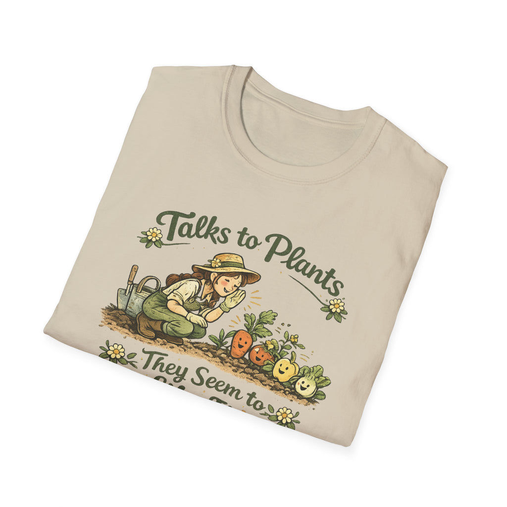 Talks to Plants – They Seem to Like It (Female Gardener) T-Shirt