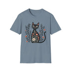 Floral Black Cat T-Shirt