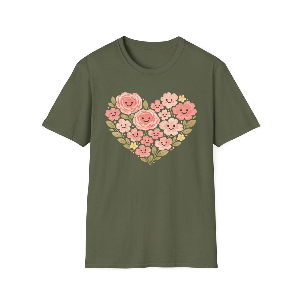 Smiling Floral Heart T-Shirt