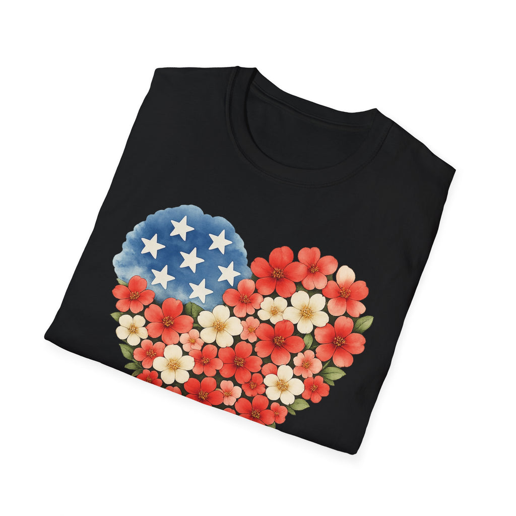 Floral American Heart T-Shirt