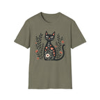 Floral Black Cat T-Shirt