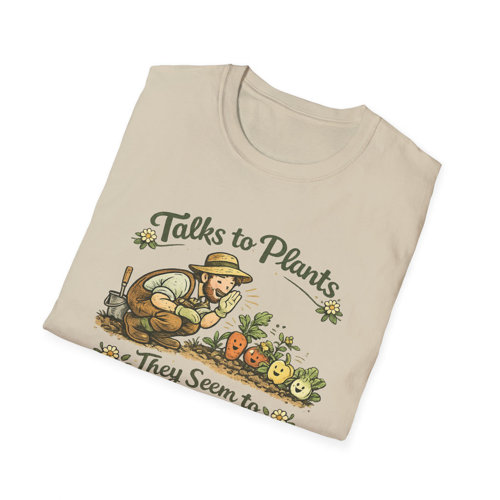 Talks to Plants – They Seem to Like It (Male Gardener) T-Shirt