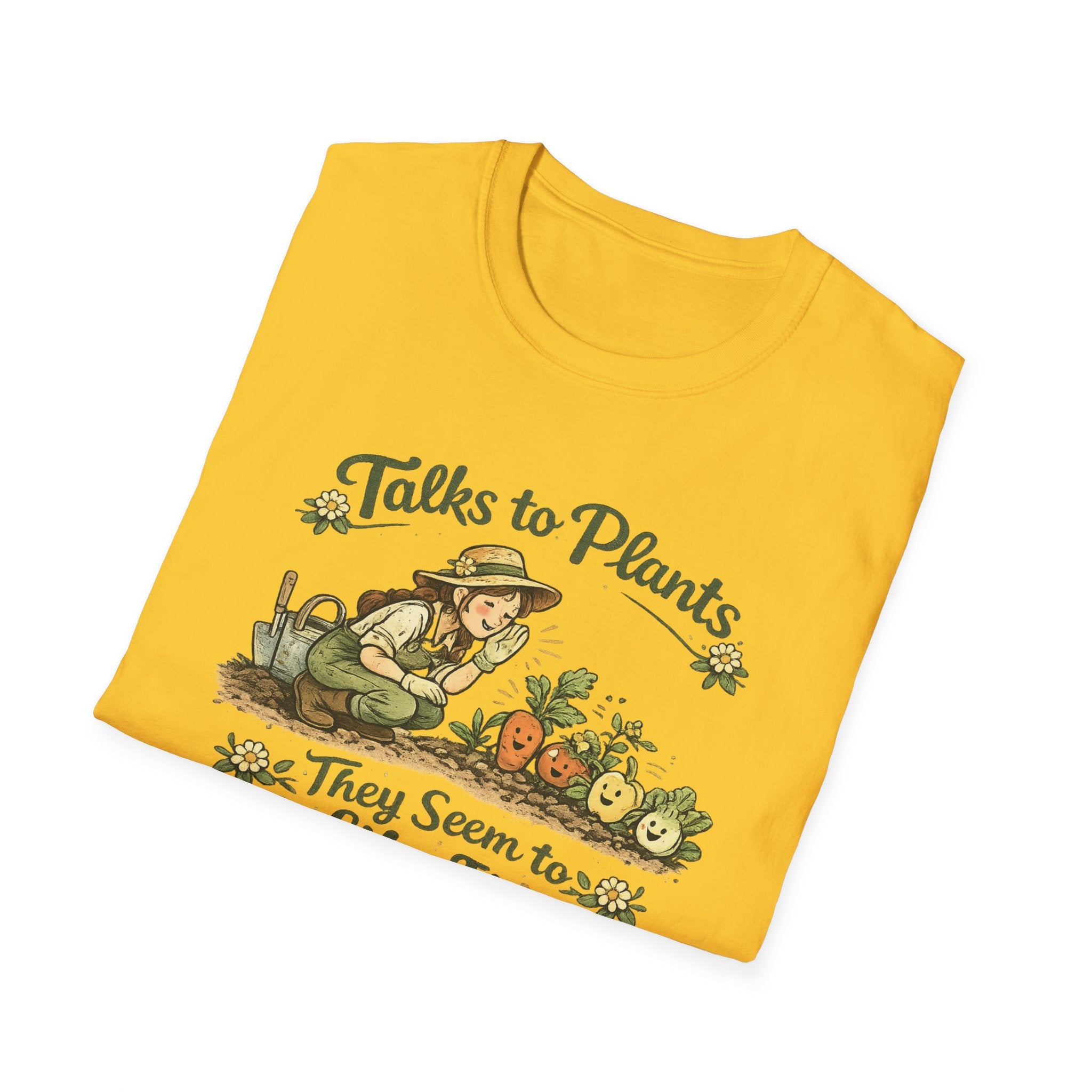 Talks to Plants – They Seem to Like It (Female Gardener) T-Shirt