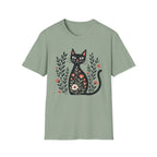 Floral Black Cat T-Shirt