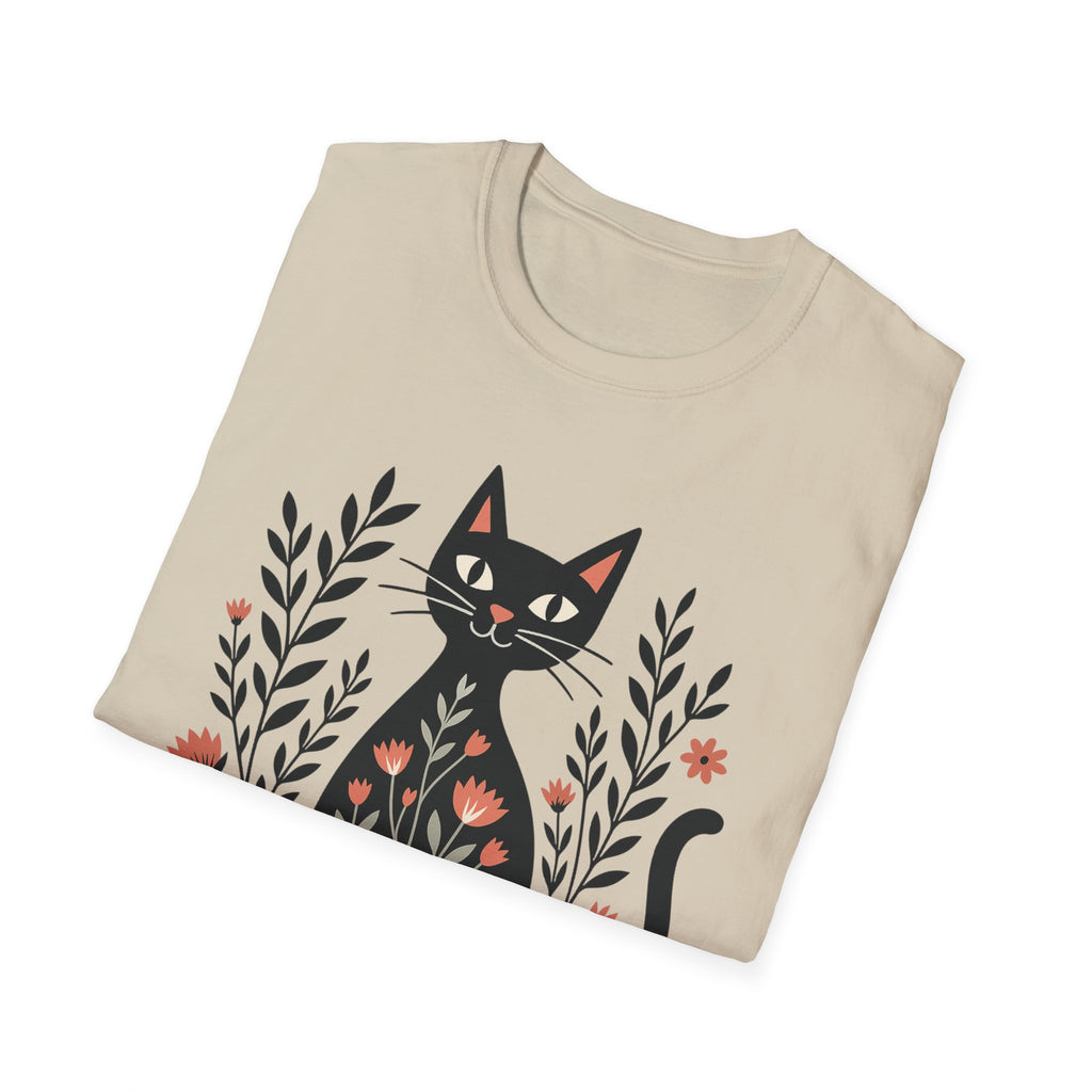 Floral Black Cat T-Shirt