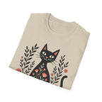 Floral Black Cat T-Shirt
