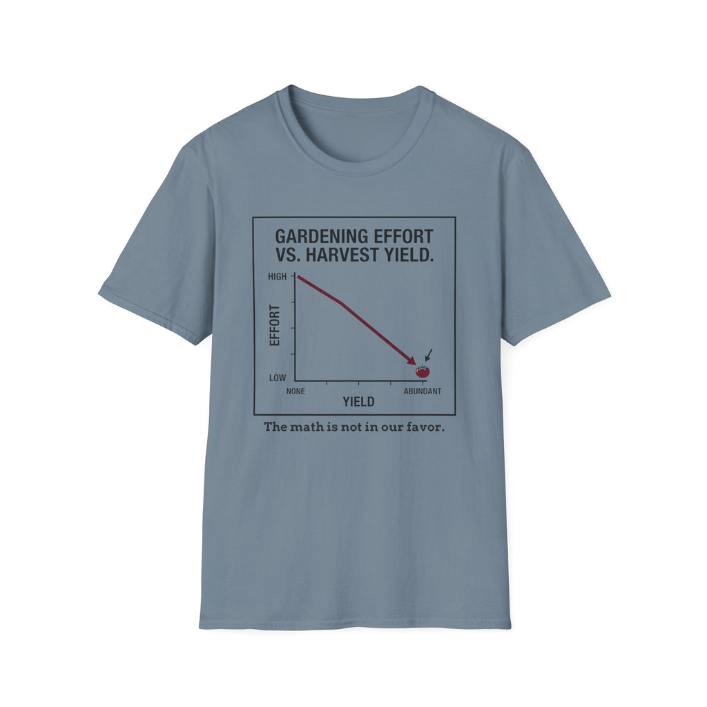 Gardening Effort vs. Harvest Yield – The Math Isn’t in Our Favor T-Shirt